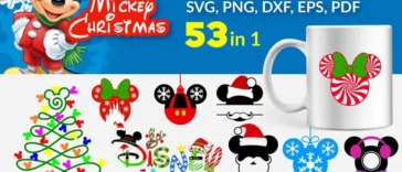 53 Mickey Christmas Bundle Svg, Christmas Svg, Mickey Head Svg 0