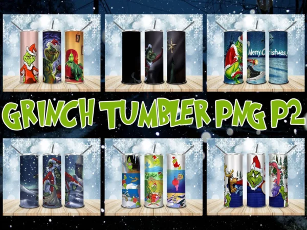 6 Files Bundle Grinch Tumbler Png, 20Oz Skinny Tumbler 0