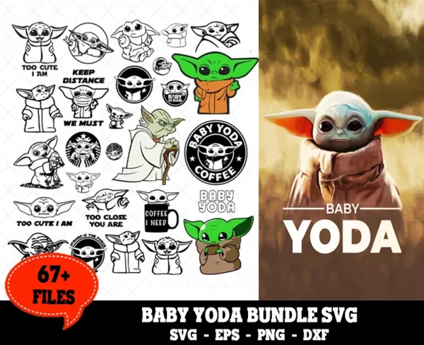 67+ Files Baby Yoda Bundle Svg, Star Wars Svg, Baby Yoda Svg 0