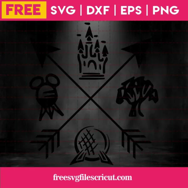 Disney Parks Arrow Svg Free, Disney Svg, Epcot Svg, Instant Download, Magic Kingdom Castle Svg Invert