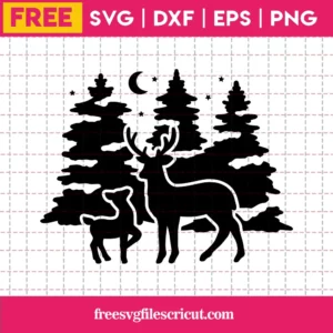 Free Deers In The Forest Svg