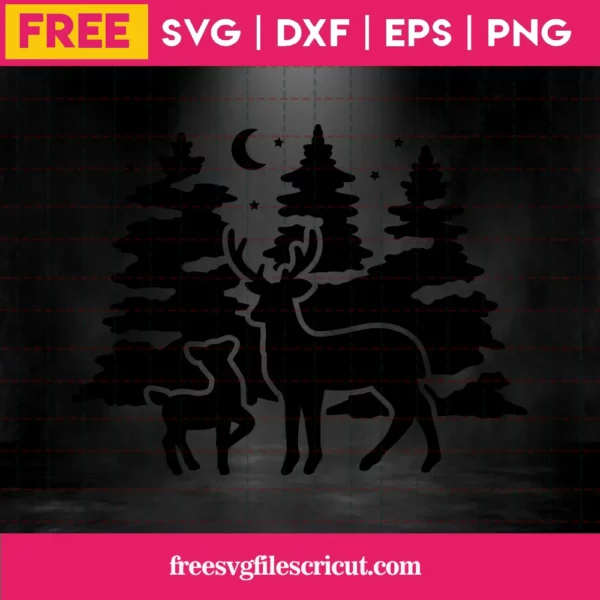 Free Deers In The Forest Svg Invert