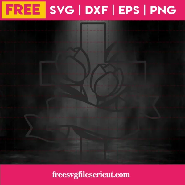 Free Floral Cross Svg Invert