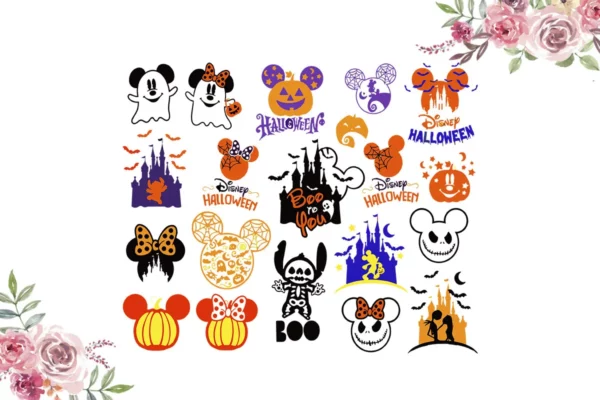 Halloween Disney Bundle Svg, Mickey Minnie Svg, Pumpkin Svg 0