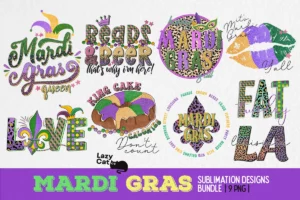 Mardi Gras Sublimation Png Bundle, Mardi Gras Clipart, Jester Clipart 0
