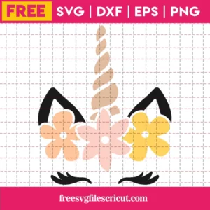 Spring Unicorn Face – Free Svg Cut File Invert