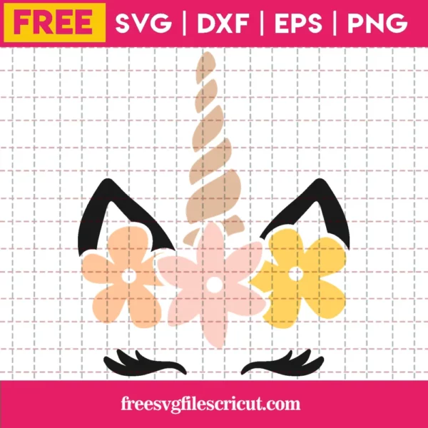 Spring Unicorn Face, Free Svg Cut File Invert