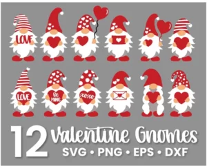 12 Valentine Gnome Bundle Svg, Valentine Svg 0