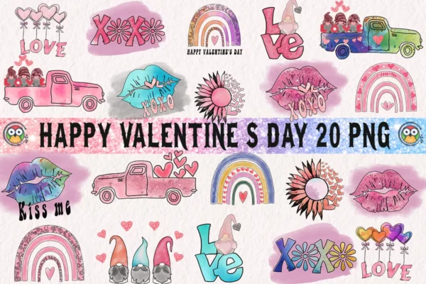 20 Happy Valentines Day Bundle Png, Valentine Png, Love Png 0