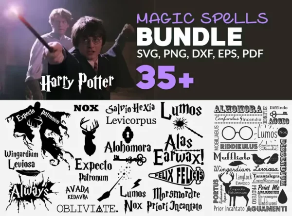 35+ Magic Spells Bundle Svg, Trending Svg, Harry Potter Svg 0