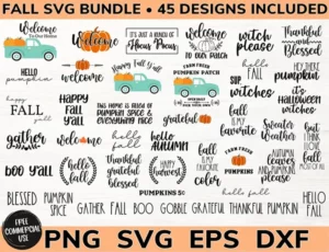 45 Fall Svg Bundle, Thanksgiving Svg Files For Cricut, Autumn Svg Designs, Digital Download 0
