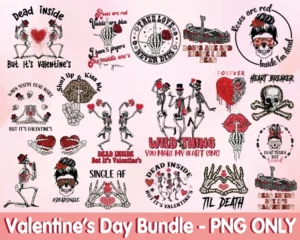 Skeleton Valentine Png Bundle For Sublimation, Valentine Png 0