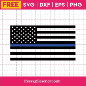 Blue Line Flag Svg Free, Police Svg, Us Flag Svg, Instant Download, Silhouette Cameo