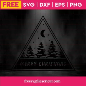 Free Merry Christmas Triangle Scene Svg Invert