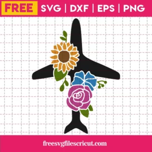 Free Plane Silhouette With Flowers Svg