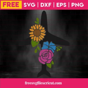 Free Plane Silhouette With Flowers Svg Invert