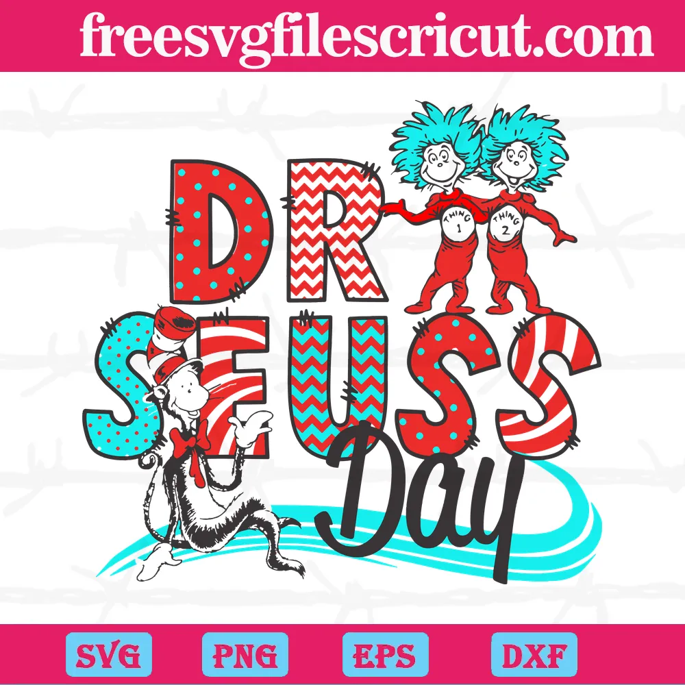 Thing 1 Little Miss layered digital file Dr Seuss Thing 2 Cat SVG Cricut  PNG