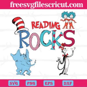 Dr Seuss Reading Rocks, Cat In The Hat, Thing 1, Thing 2