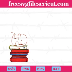 Funny Easily Distracted By Cats And Books File, Stack Of Books With Cat Invert