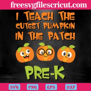 I Teach The Cutest Pumpkin In The Patch Pre K Teacher Invert