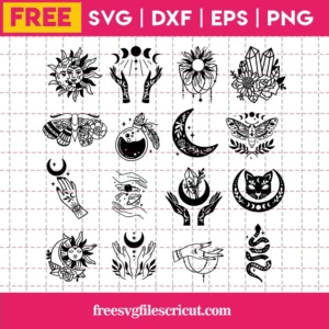 Set Of 16 Free Mystical Printable Planner Stickers Invert