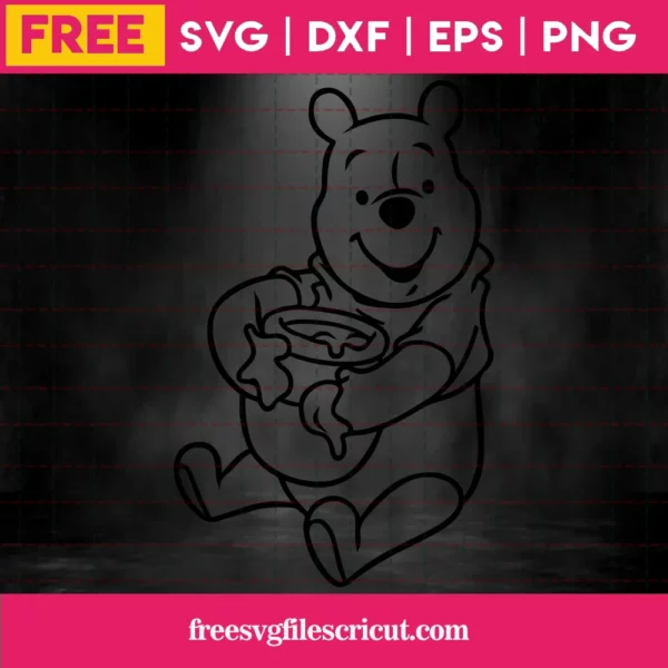 Winnie The Pooh Svg Free, Disney Svg, Bear Svg, Instant Download, Outline Svg Invert