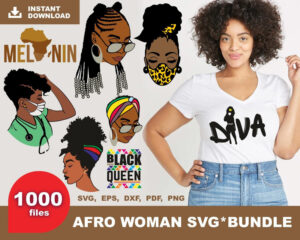 1000+ Bundle Afro Women Svg