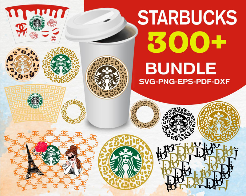 Chanel Starbucks Cup Full wrap SVG, 24 oz venti cold cup