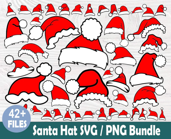 42 Files bundle Christmas Santa Hat Svg