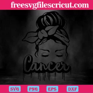 Cancer Messy Bun Svg For Cricut Invert
