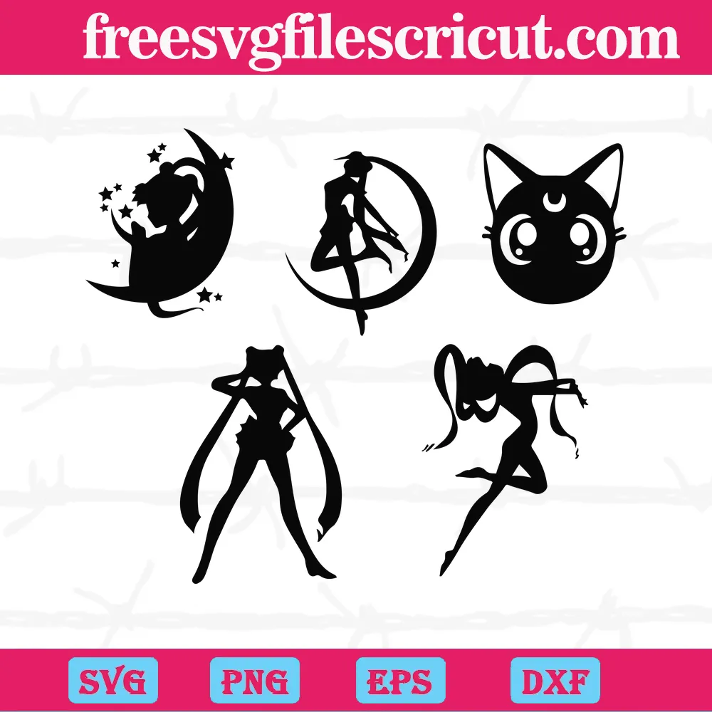 Cat Luna Moon Sailor, Svg Png Dxf Eps Cricut Silhouette