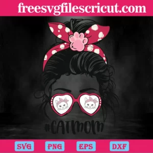 Cat Mom Messy Bun Svg Invert