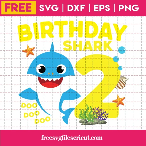 Free Baby Shark Birthday Svg, Baby Shark 2Nd Birthday Svg Free Invert