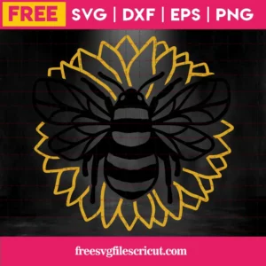 Free Bee And Sunflower Svg Invert