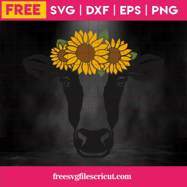 Free Sunflower Cow Face Svg Invert