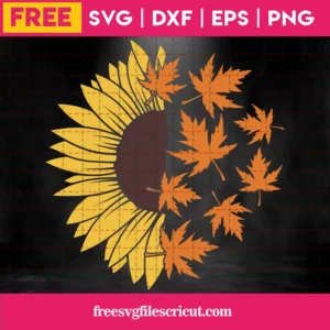 Free Sunflower & Leaves Svg Invert