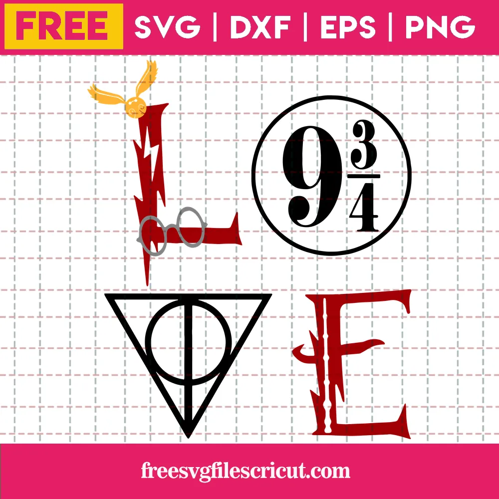 Harry Potter Love With 9 3/4 Platform And Deathly Hallows Symbol Free Vector Files