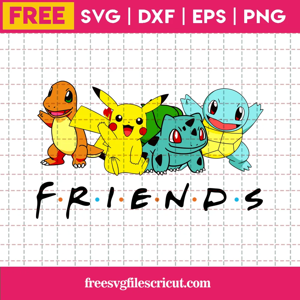 Pokemon Vector File Kawaii Pikachu Charmander Bulbasaur Squirtle Svg Pdf  Eps Dxf Instant Download