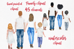 Family Clip Art Parents With Kids Graphic Png