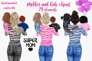 Mother And Children Clipart Png
