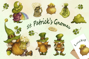 St Patricks Day Gnome Clipart Png Bundle