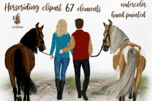 Horseriding Watercolor Clipart Png