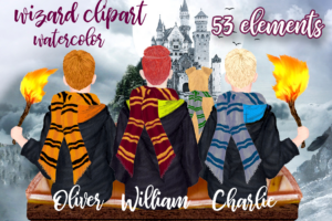 Wizard Clipart Watercolor Graphic Png