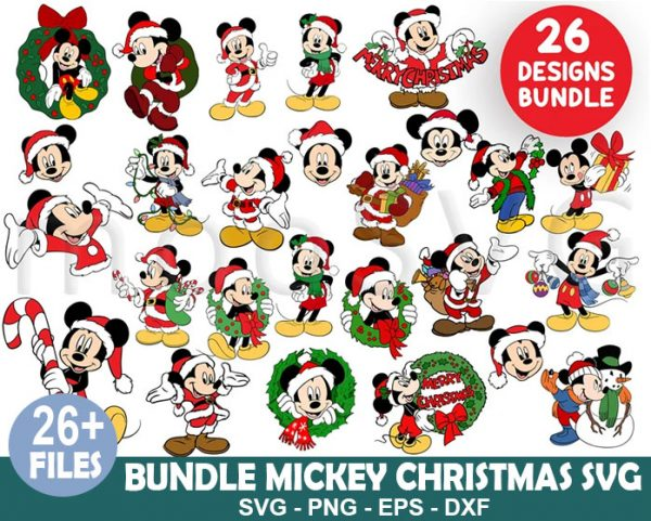 26 Files Bundle  Mickey Christmas Svg