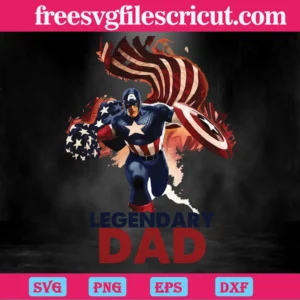 Legendary Dad Captain America Svg Invert