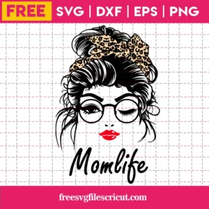 Leopard Mom Life Messy Bun With Glasses Svg Free