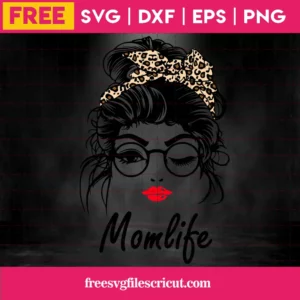 Leopard Mom Life Messy Bun With Glasses Svg Free Invert