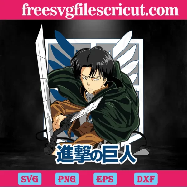 Levi Ackerman Attack On Titan Svg Png Dxf Eps Ai Instant Download Invert