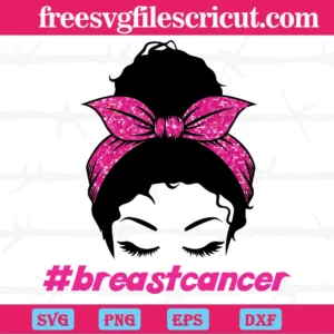 Messy Bun Breast Cancer Svg