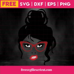 Messy Bun With Glasses Svg Free Invert